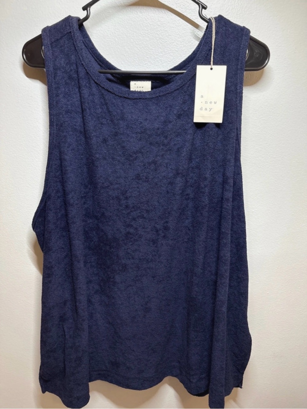 a new day Navy Sleeveless Terry Tank Top - Women's 2X